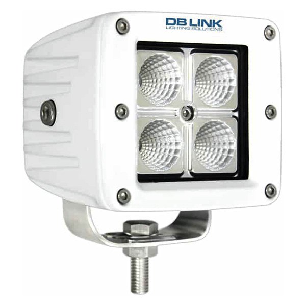 db Link® - Marine Series Research 4" 12W Square White Housing Flood Beam LED Light