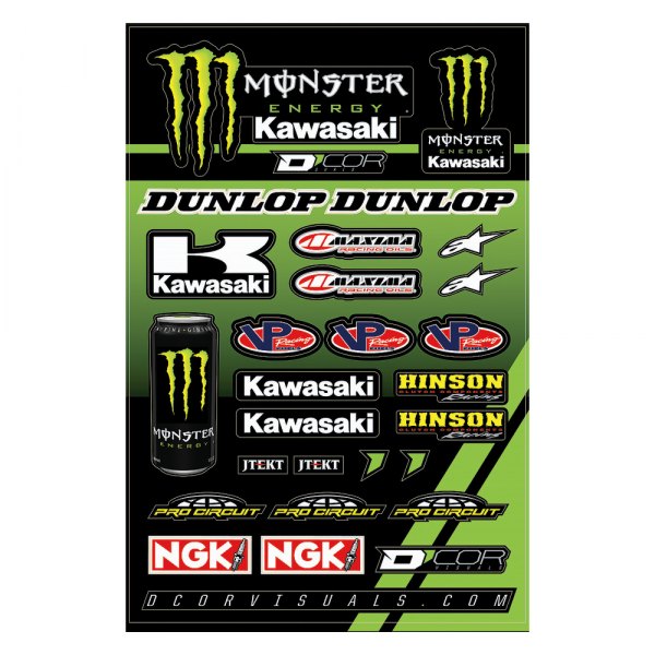 D'cor Visuals® - Monster Kawasaki Racing Style Decal Sheet
