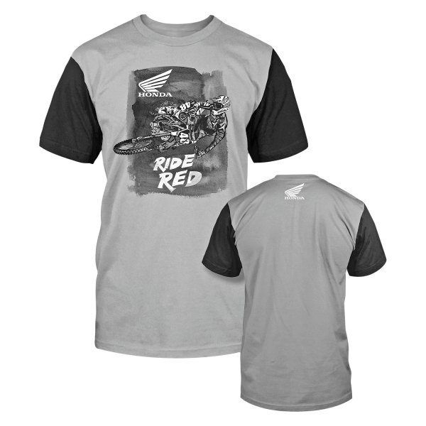 D'cor Visuals® - Let's Moto Honda Men's T-Shirt (Medium, Gray/Black)