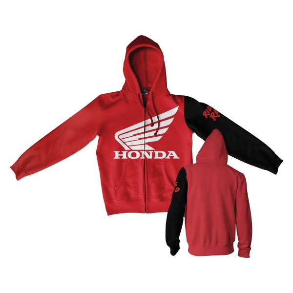 D'cor Visuals® - Honda Stamp Zip Men's Hoody (X-Large, Red/Black)