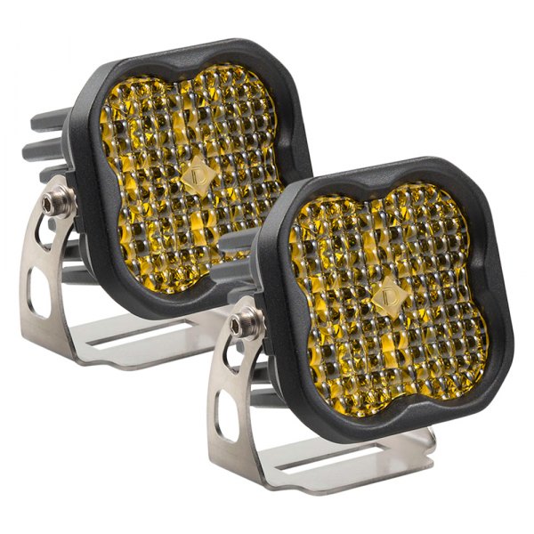 Diode Dynamics® - Stage Pro Series Standard 3" 2x36W Square Flood Beam Yellow LED Lights