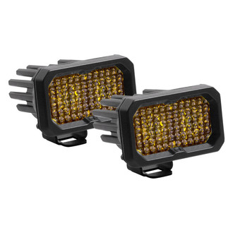 Diode Dynamics® - Stage Pro Standard Series 2" 2x25.6W Flood Beam Yellow LED Lights, With Amber Backlight