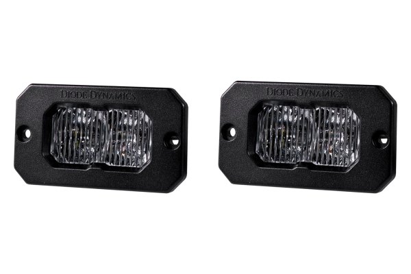 Diode Dynamics® - Stage Sport Standard Series Flush Mount 2" 2x7.7W Fog Beam LED Lights, With White Backlight, Front View
