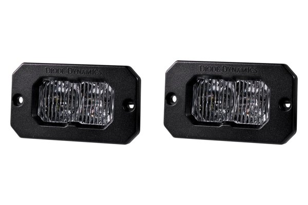 Diode Dynamics® - Stage Sport Standard Series Flush Mount 2" 2x7.7W Fog Beam LED Lights, with Amber Backlight, Front View