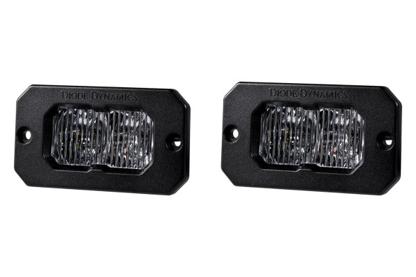 Diode Dynamics® - Stage Pro Standard Series Flush Mount 2" 2x25.6W Fog Beam LED Lights, With White Backlight, Front View
