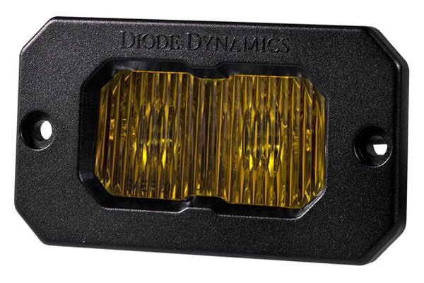 Diode Dynamics® - Stage Pro Standard Series Flush Mount 2" 25.6W Fog Beam Yellow LED Light, with Amber Backlight, Front View