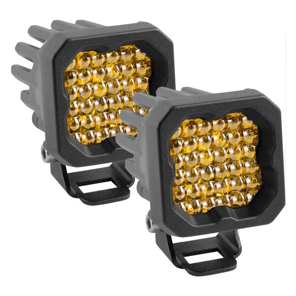 Diode Dynamics® - Stage Series C1 Sport Standard 2" 2x12.8W Square Flood Beam Yellow LED Lights, With Amber Backlight