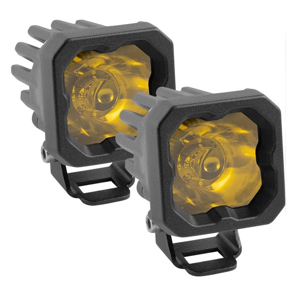 Diode Dynamics® - Stage Series C1 Sport Standard 2" 2x12.8W Square Spot Beam Yellow LED Lights, with Amber Backlight
