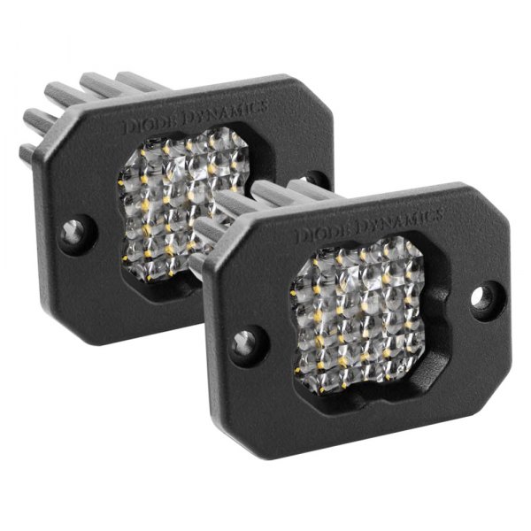 Diode Dynamics® - Stage Series C1 Sport Flush Mount 3" 2x12.8W Square Flood Beam LED Lights, With White Backlight
