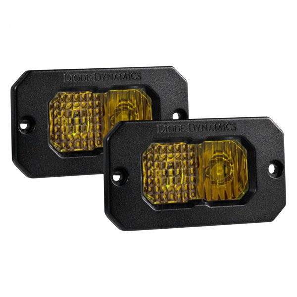Diode Dynamics® - Stage Pro Series Flush Mount 2" 2x25.6W Combo Beam Yellow LED Lights, With Amber Backlight