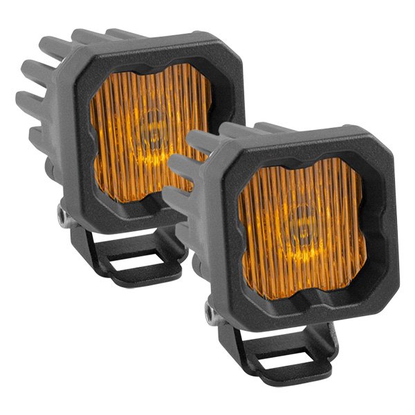Diode Dynamics® - Stage Series C1 Standard SAE/DOT 2" 2x20W Square Fog Beam Yellow LED Lights, with Amber Backlight