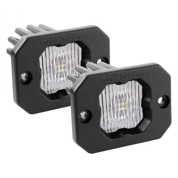 Diode Dynamics® - Stage Series C1 SAE/DOT Flush Mount 3" 2x20W Square Fog Beam LED Lights, With White Backlight