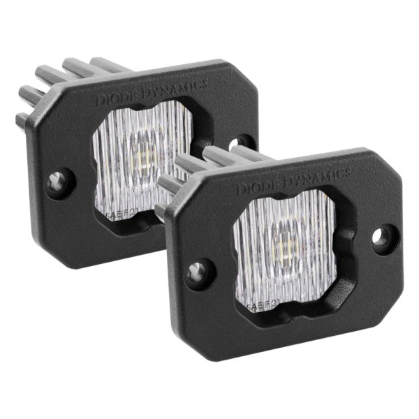 Diode Dynamics® - Stage Series C1 SAE/DOT Flush Mount 3" 2x20W Square Fog Beam LED Lights, With Amber Backlight