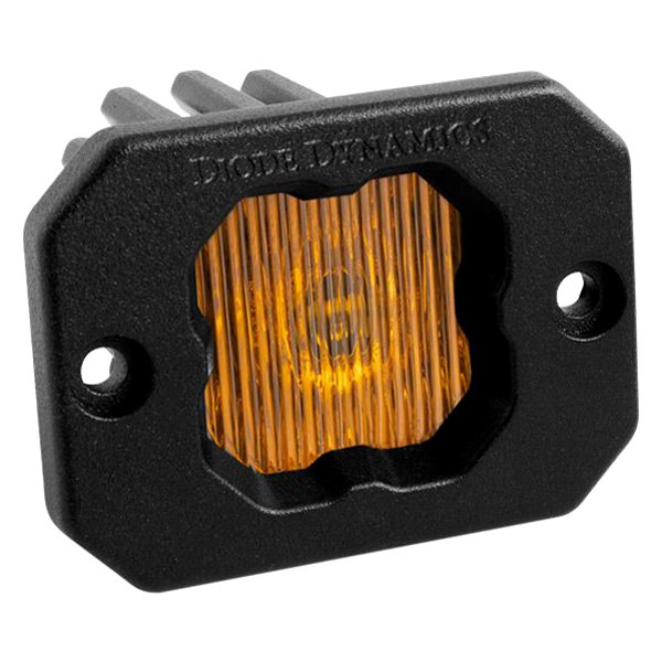 Diode Dynamics® - Stage Series C1 SAE/DOT Flush Mount 3" 20W Square Fog Beam Yellow LED Light, With Amber Backlight