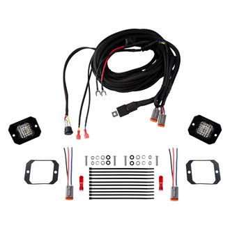Diode Dynamics® - Rear Bumper Stage Series C1 Pro Flush Mount 2" 2x19.8W Square Flood Beam LED Light Kit, With Red Backlight