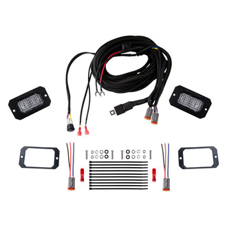 Diode Dynamics® - Rear Bumper Stage Pro Series SAE/DOT Flush Mount 3.3" 2x25.6W Rectangular Flood Beam LED Light Kit, With Red Backlight