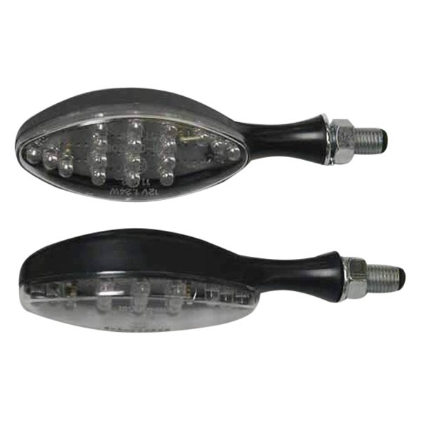 DMP® - Large Black Oval LED Turn Signal Lights with Clear Lenses