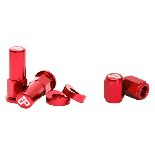 Dubya USA® - Red Rim Lock Nut with Valve Cap Kit