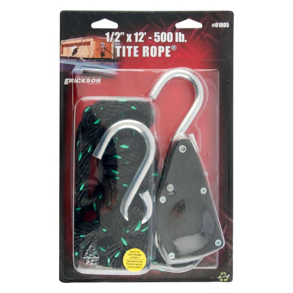 Erickson® - Tite Rope™ 0.5" x 12' Black Ratchet Strap