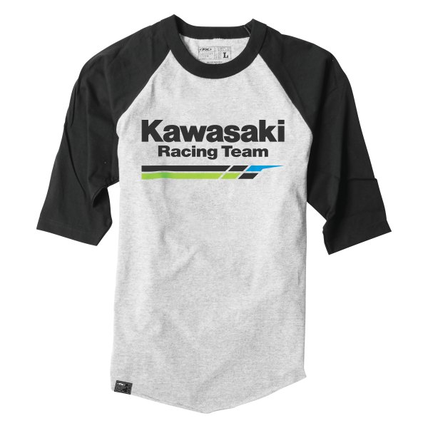 Factory Effex® - Kawasaki Team Baseball Men's T-Shirt (Medium, Black/Heather Gray)