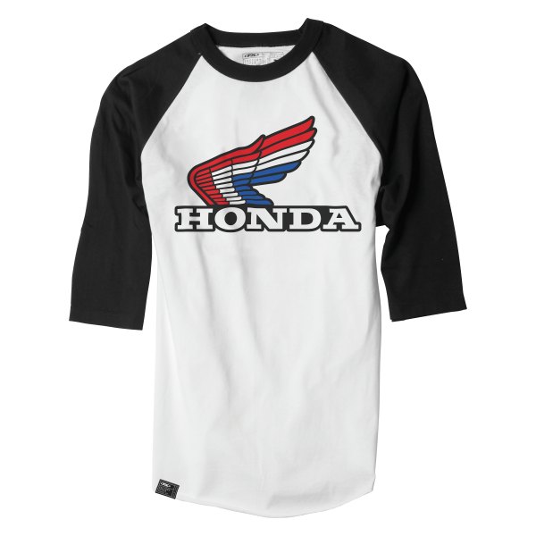 Factory Effex® - Honda Vintage Baseball Men's T-Shirt (Medium, White/Black)