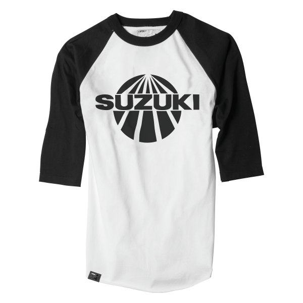 Factory Effex® - Suzuki Vintage Baseball Men's T-Shirt (Large, White/Black)