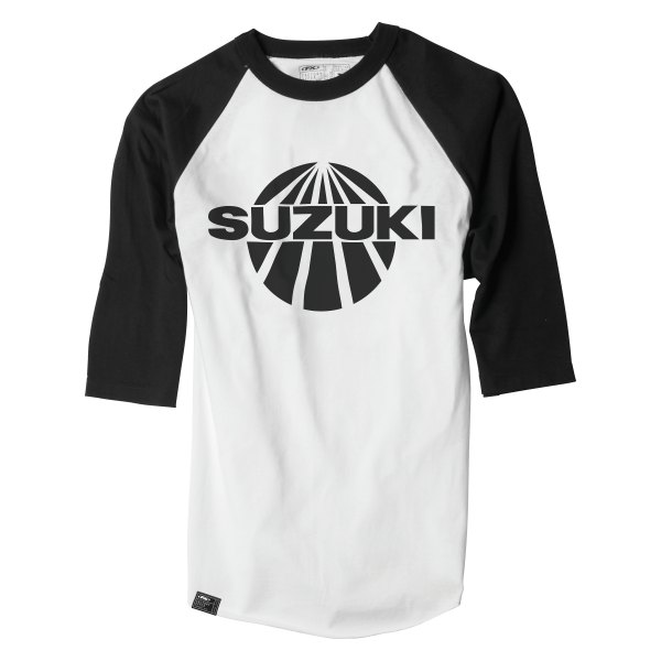 Factory Effex® - Suzuki Vintage Baseball Men's T-Shirt (2X-Large, White/Black)