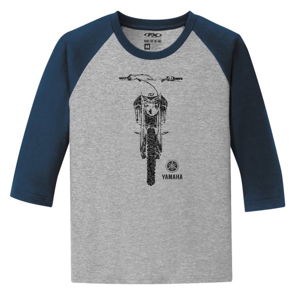 Factory Effex® - Yamaha Bike Baseball Youth T-Shirt (Small, Navy/Heather Gray)