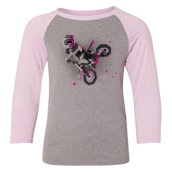 Factory Effex® - FX Moto Kids Baseball Girl's T-Shirt (Medium, Pink/Heather Gray)