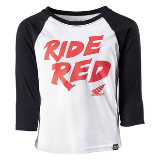 Factory Effex® 22-83314 - Honda Ride Red Baseball Youth T-Shirt (Large, Black/White)