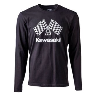 Factory Effex® 23-87118 - Lifestyle Kawasaki Finishline Men's Long Sleeve T-Shirt (2X-Large, Black)
