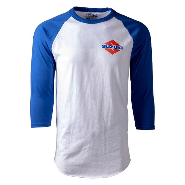 Factory Effex® - Lifestyle Suzuki Wedged Baseball Men's T-Shirt (Medium, White/Royal)