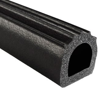 Fairchild® - EPDM Black Sponge Rubber D-Seal with PSA Tape & Ribs