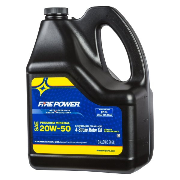 Fire Power® - SAE 20W-50 Mineral 4T Engine Oil, 1 Gallon x 4 Jugs