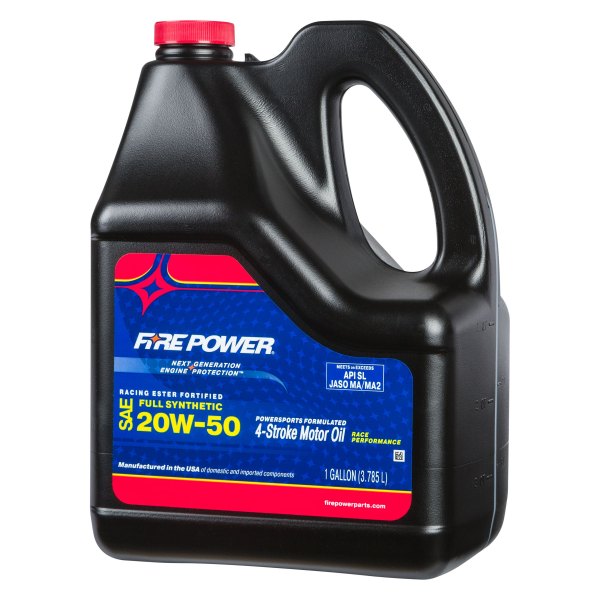 Fire Power® - Racing Ester Fortified SAE 20W-50 Synthetic 4T Engine Oil, 1 Gallon x 4 Jugs