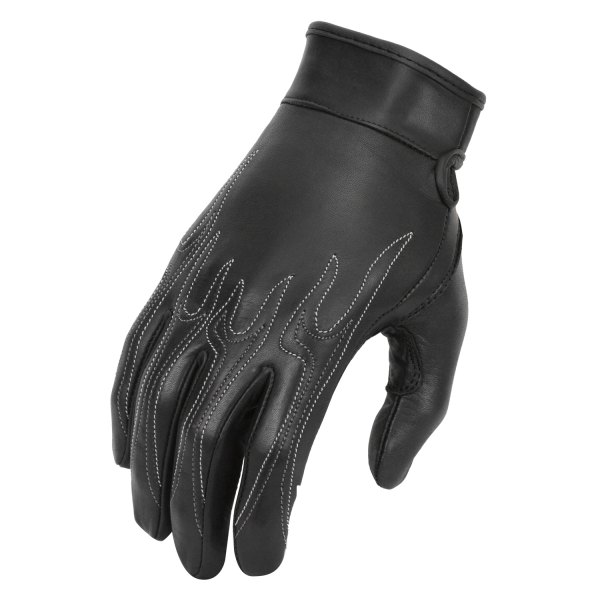 First Manufacturing® - Flame Embroidered Aniline Women's Leather Gloves (Medium, Black)