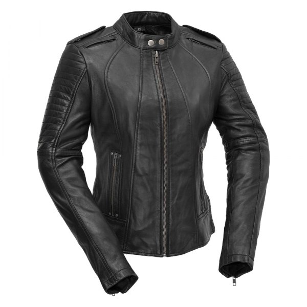 First Manufacturing® - Biker Women's Leather Jacket (Medium, Black)
