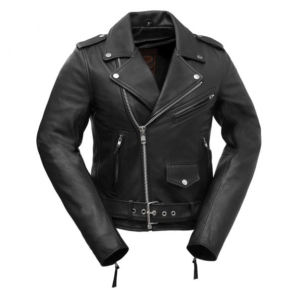 First Manufacturing® - Rockstar Men's Leather Jacket (Small, Black)