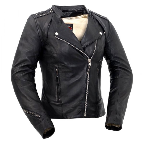 First Manufacturing® - Black Widow Women's Leather Jacket (Large, Black)