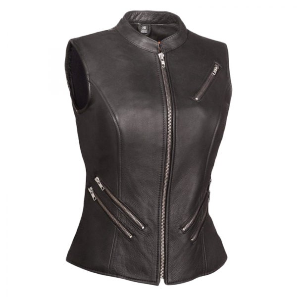 First Manufacturing® - Fairmont Women's Leather Vest (Small, Black)
