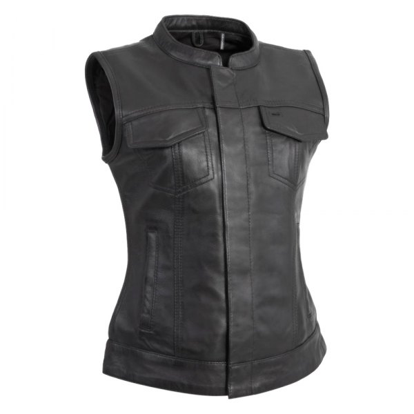 First Manufacturing® - Ludlow Women's Leather Vest (Medium, Black)