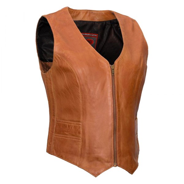 First Manufacturing® - Savannah Women's Leather Vest (Large, Whiskey)