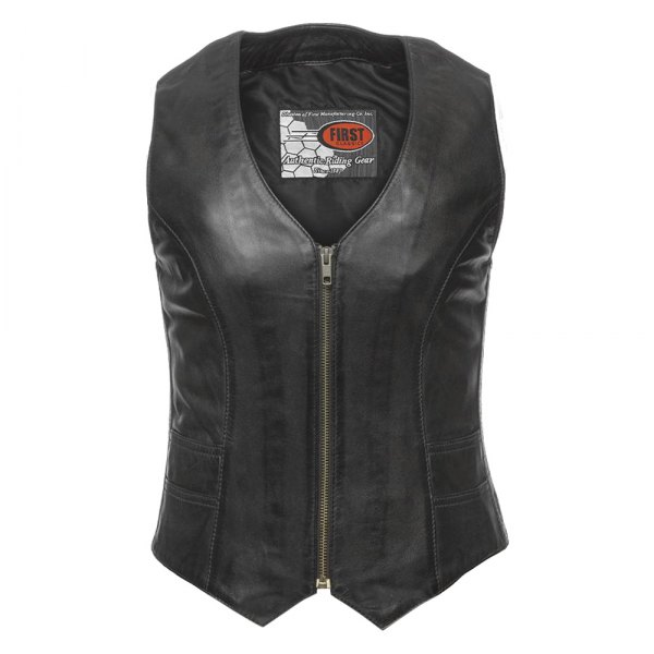 First Manufacturing® - Savannah Women's Leather Vest (Medium, Black)