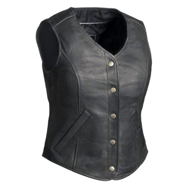 First Manufacturing® - Derringer Women's Leather Vest (Medium, Black)