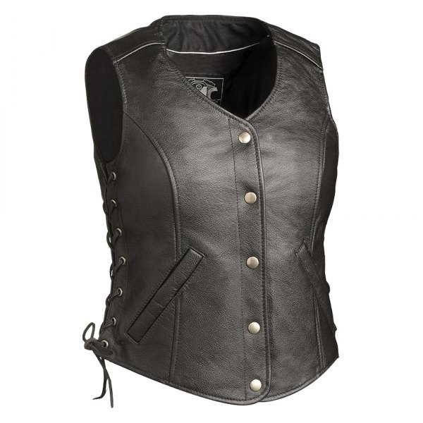 First Manufacturing® - Honey Badger Women's Leather Vest (Large, Black)