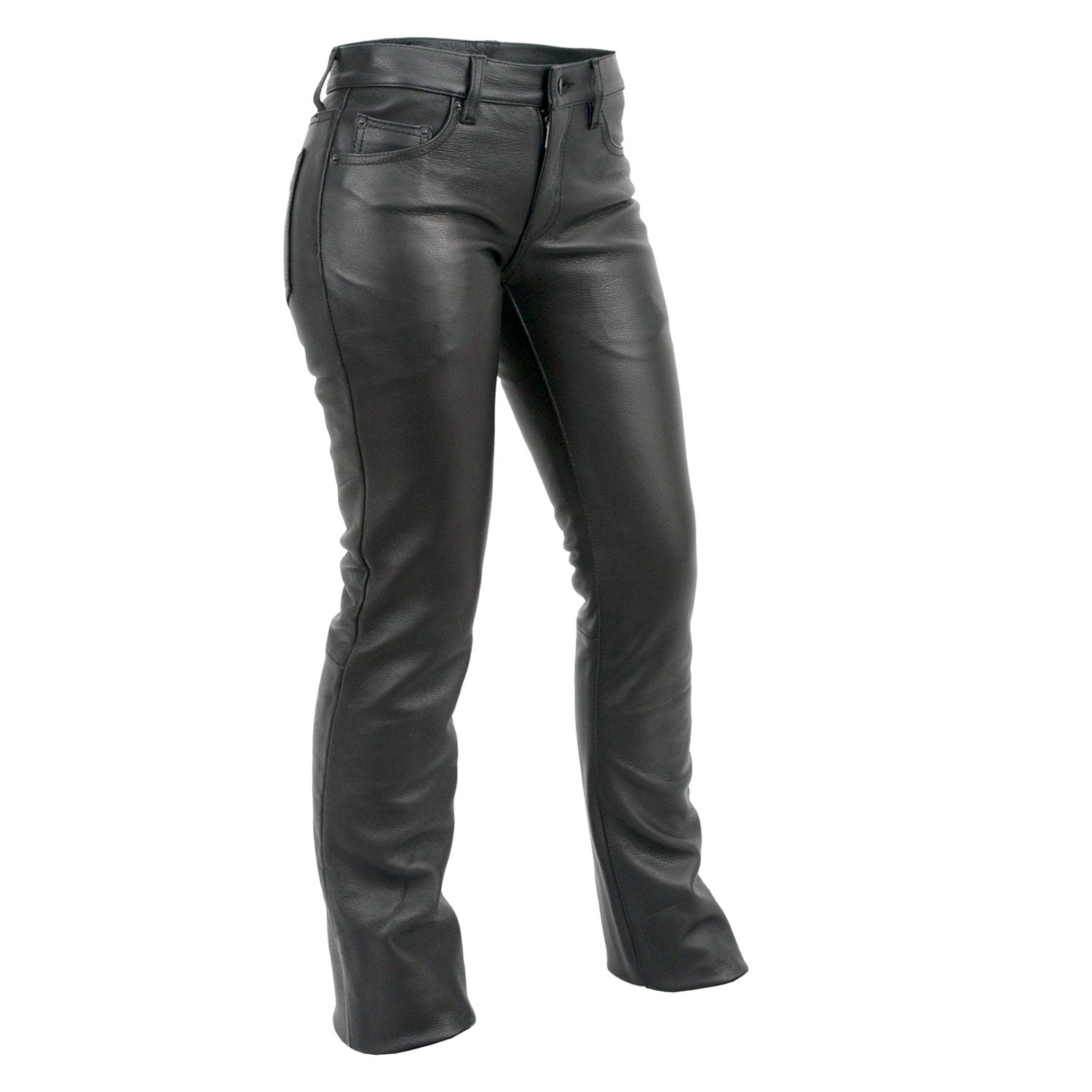 Women's Leather Motorcycle Pants - 5 Pocket Jean Style - Alexis