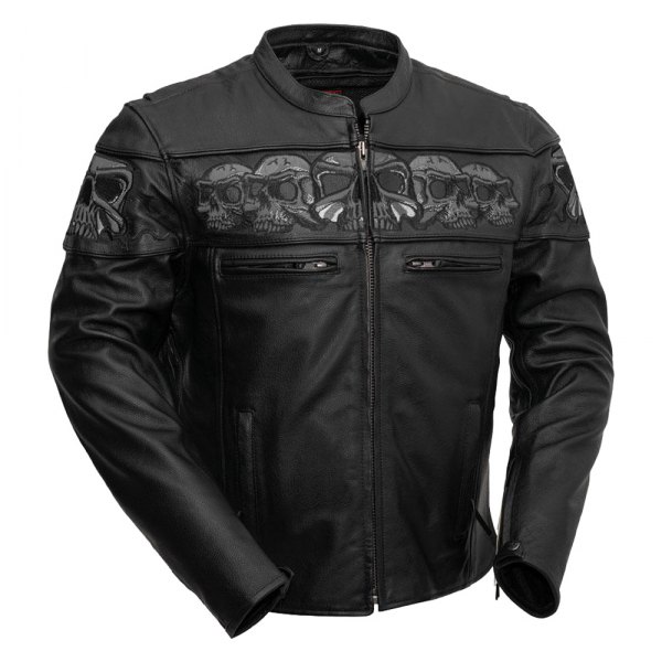 First Manufacturing® - Savage Skulls Men's Leather Jacket (6X-Large, Black)