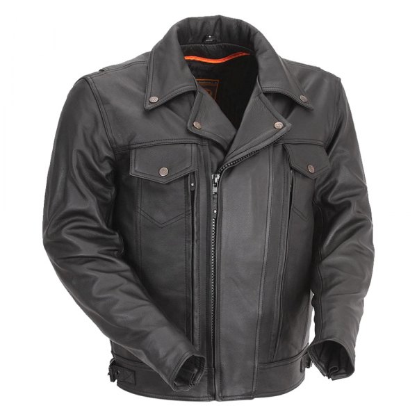 First Manufacturing® - Mastermind Men's Leather Jacket (Large, Black)