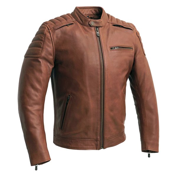 First Manufacturing® - Crusader Men's Leather Jacket (X-Large, Whiskey)