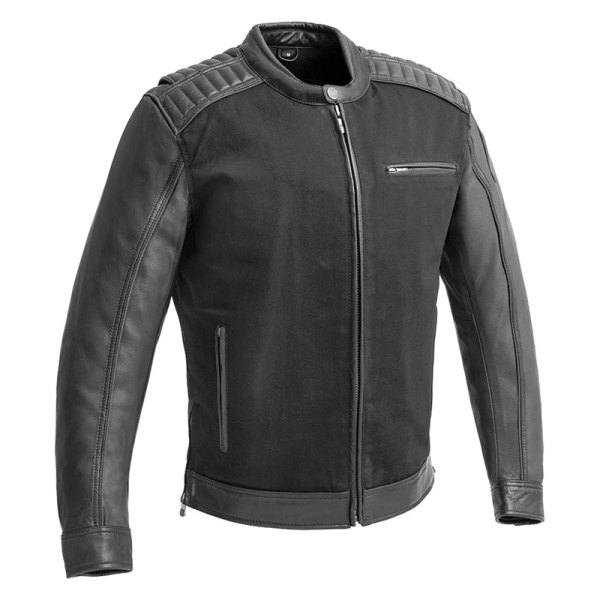 First Manufacturing® - Daredevil Men's Motorcycle Twill/Leather Jacket (Large, Black)